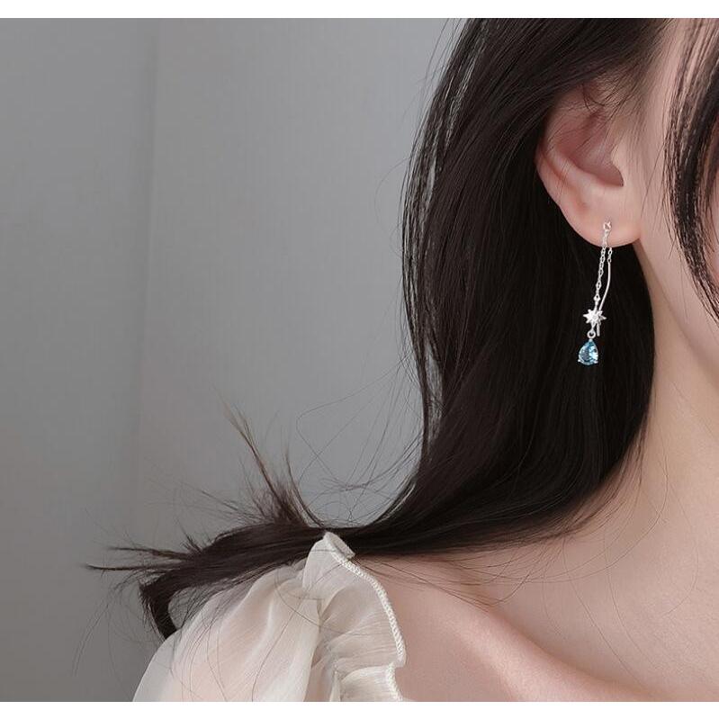 清清しいシンプル 韓国風ファッションピアス デイリーコーデ シルバー925 ピアス レディース ピアス ブルー水滴模様 女性 イヤリング ロック丈 Ec2331 Citron Ec 通販 Yahoo ショッピング