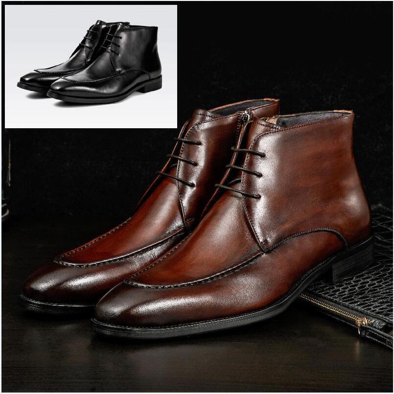 工場直送 秋冬手作りのブーツメンズハイカットブーツ本革靴マーティンブーツ ジョッキーブーツ無地とんがりトウショートブーツレースアップ男性用レザーシューズ 大注目 Www Muslimaidusa Org
