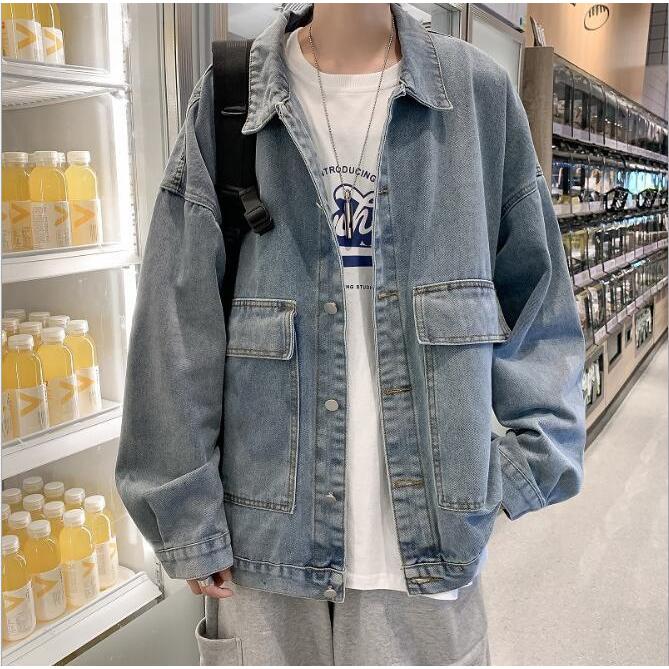 メンズファッション パステルオリーブ デイリーコーデ 春秋ジャケットメンズデニムジャケットカップルデニムジャケットゆったりカーゴジャケット男性用ジャンパーブルゾン長袖トップス Behb9a4wju Www Tritop Com Br