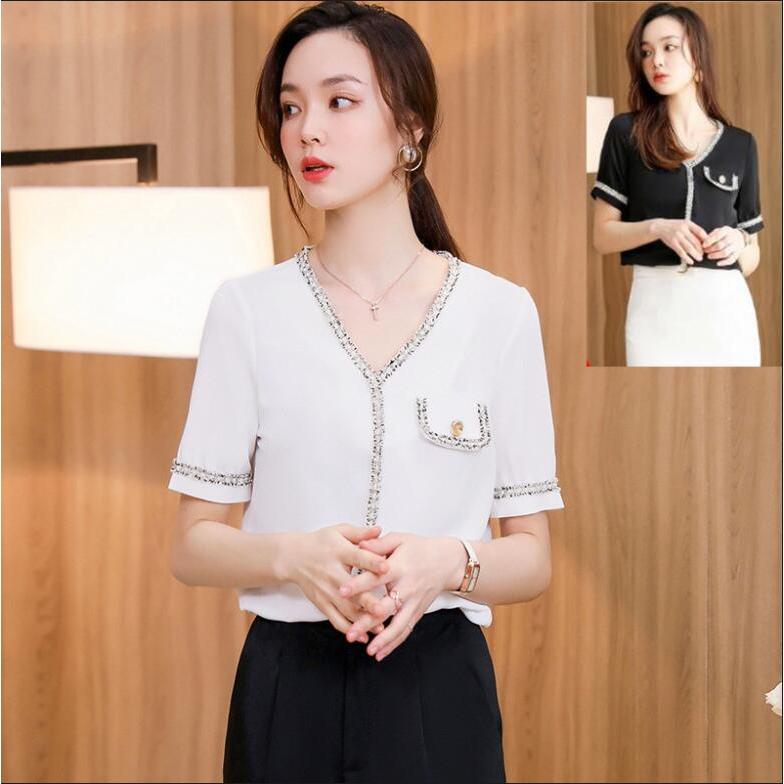 爆買いセール ブラック 魅力的 通勤 就活シャツ ブラウス トップス レディース半袖シャツ フォーマル半袖ブラウス 白い オフィス 着痩せ Vネックブラウス 夏服 Ec44 Citron Ec 通販 Yahoo ショッピング