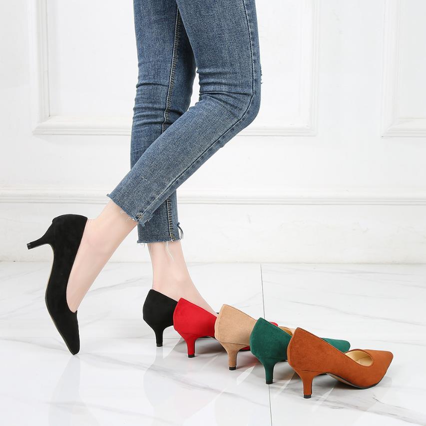 少女スエード尖ったハイヒールデイリーシューズ ワーキングシューズ