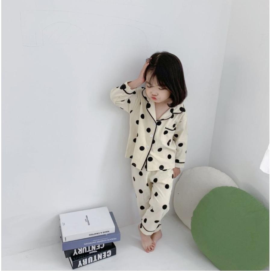 ドット柄 パジャマ 長袖 寝巻き 女の子 男の子 子供服 ボタン おしゃれ 可愛い 白 茶色 春 夏 秋 冬 キッズ キッズ服 子供 部屋着 80 90 100 110 1 130 Pajamas Dot Lua Citron 通販 Yahoo ショッピング