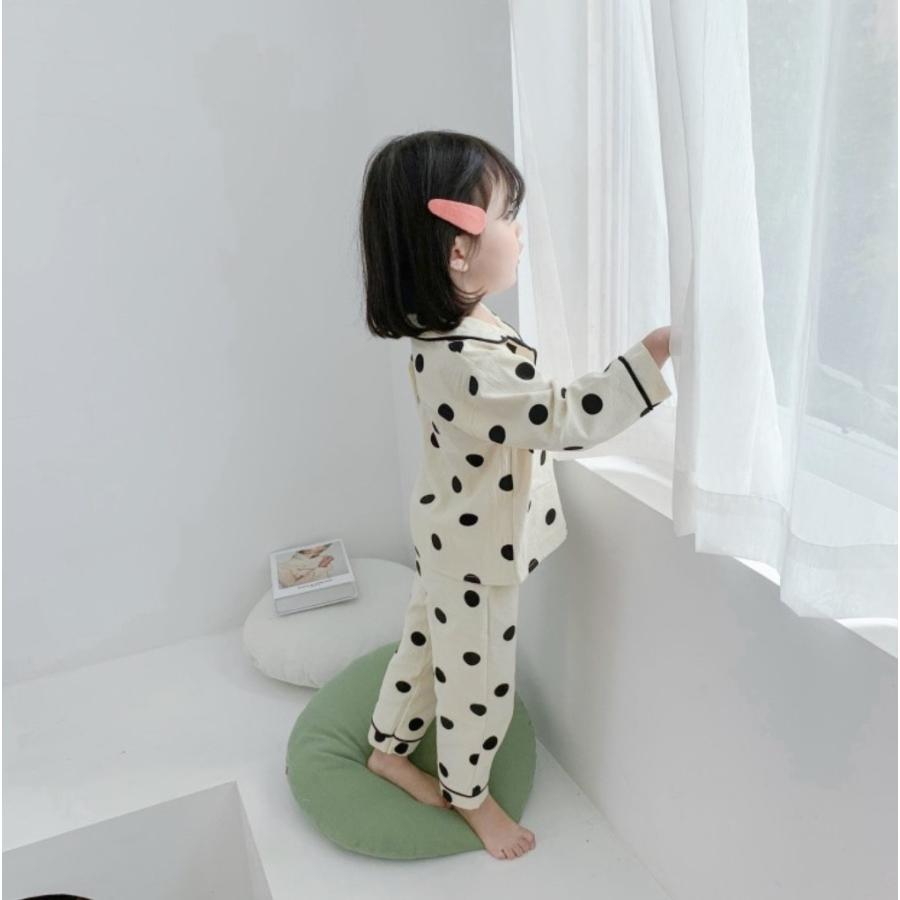 ドット柄 パジャマ 長袖 寝巻き 女の子 男の子 子供服 ボタン おしゃれ 可愛い 白 茶色 春 夏 秋 冬 キッズ キッズ服 子供 部屋着 80 90 100 110 1 130 Pajamas Dot Lua Citron 通販 Yahoo ショッピング
