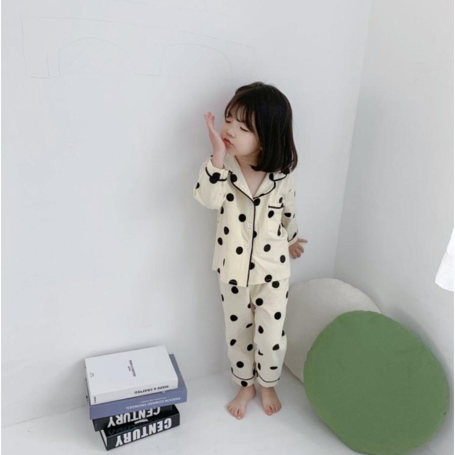 ドット柄 パジャマ 長袖 寝巻き 女の子 男の子 子供服 ボタン おしゃれ 可愛い 白 茶色 春 夏 秋 冬 キッズ キッズ服 子供 部屋着 80 90 100 110 1 130 Pajamas Dot Lua Citron 通販 Yahoo ショッピング