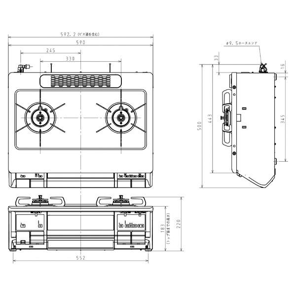 ガスコンロ 即納 ガステーブル パロマ PA-380WHA-L プロパン用 (LPG)左大バーナー 水無し両面焼き ナチュラルホワイト everychef【送料無料】 安い｜citygas｜06