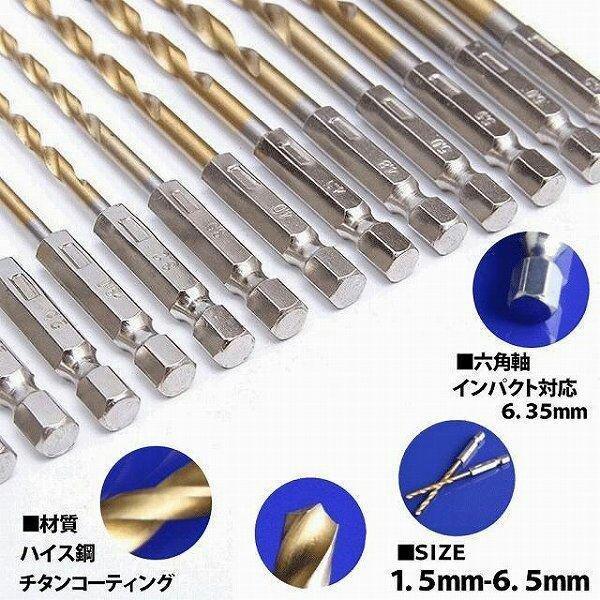ドリル 六角軸 ドリルビット 13本セット 1.5mm-6.5mm HSS鋼 ドリル 六角軸 ドリルビット 13本セット 1.5mm-6.5mm HSS鋼