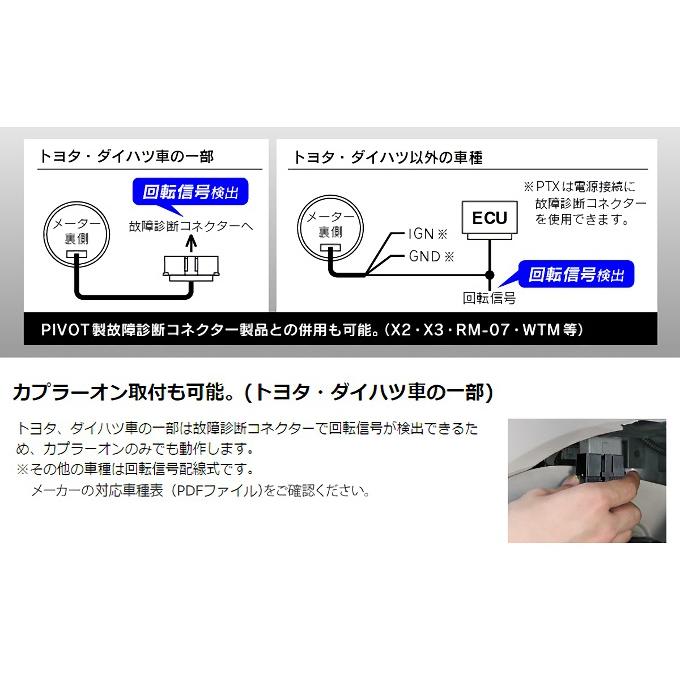 ピボット タコメーター 後付け OBD2対応可能 12V車 回転速度計 φ80  