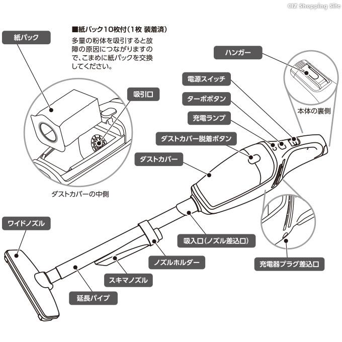 (2点同時購入クーポンで300円引き)  ハンディクリーナー コードレス 充電式 掃除機 紙パック式 軽量  アナバス ANABAS SSC-330 土日祝日出荷｜ciz-shopping｜08