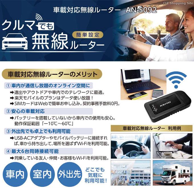 予約車載 Wi-Fiルーター SIMフリー バッテリー非搭載 無線ルーター AN