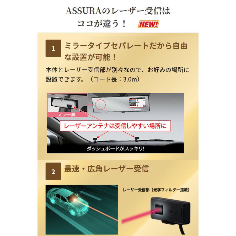 ASSURA レーザーレーダー探知機 ミラー型 セルスター AR-6 ASSURA レーザーレーダー探知機 ミラー型 セルスター AR-6