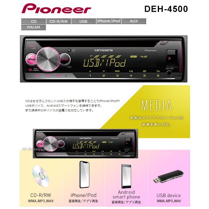 カーオーディオ 1din 高音質 本体 パイオニア カロッツェリア DEH-4500 カーオーディオ 1din 高音質 本体 パイオニア カロッツェリア DEH-4500