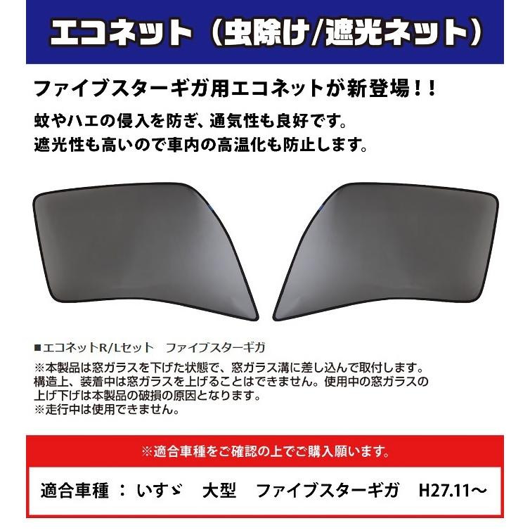 トラック 網戸 エコネット 虫除けネット 遮光 いすゞ 大型 ファイブスターギガ H27.11〜 左右 2枚セット ジェットイノウエ 590223｜ciz｜02