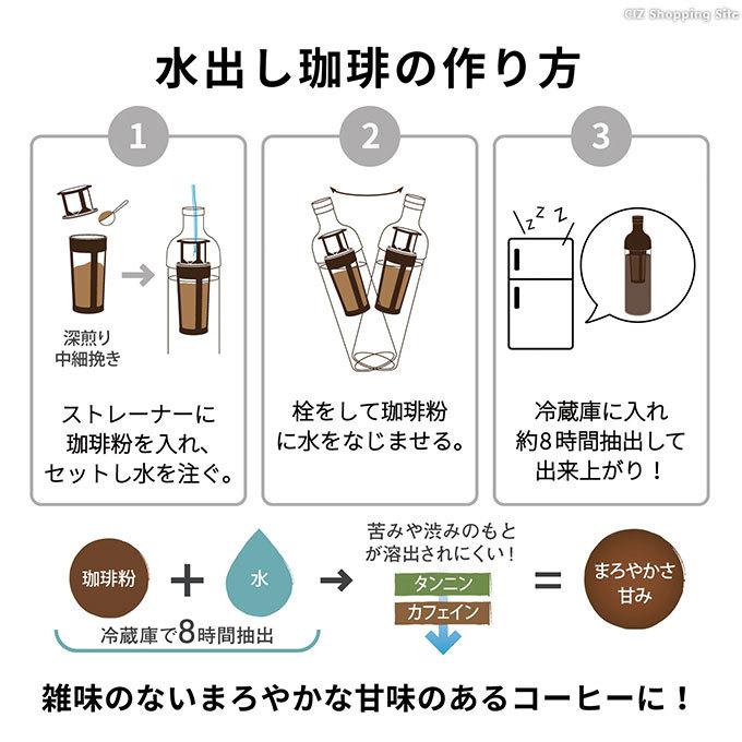 コールドブリューメーカー 水出しアイスコーヒー ポット ボトル 器具 ピッチャー ハリオ ガラス製 HARIO Glass Cold Brew Coffee Pitcher S-GCBC-90-T｜ciz｜04