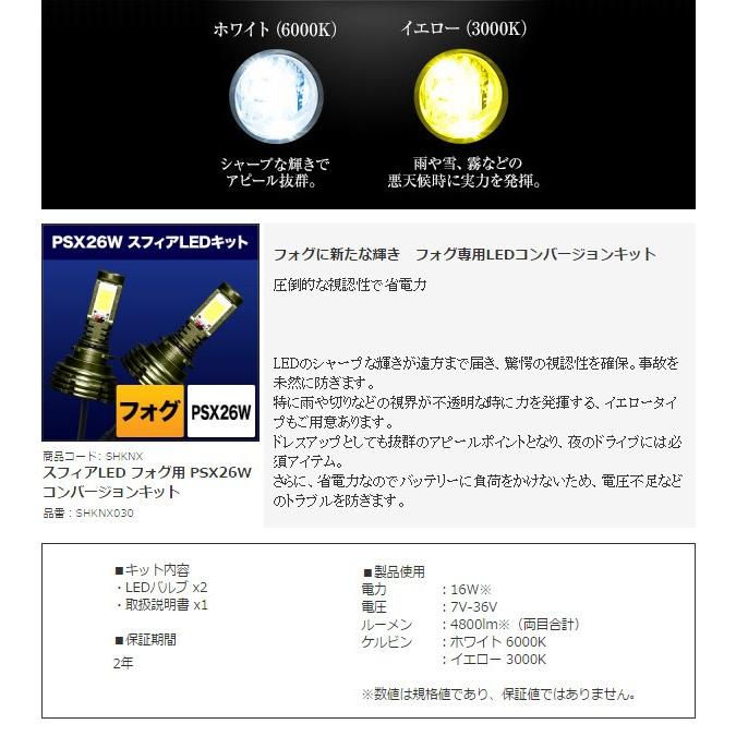 フォグランプ LED フォグライト スフィア LEDコンバージョンキット 3000K/6000K SHKNX030/SHKNX060 PSX26W（送料無料＆お取寄せ）｜ciz｜04