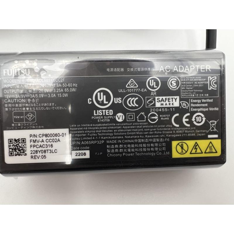 純正新品 富士通 LIFEBOOK UH90/G2 UH75/F3 CH90/F3 CH75/F3 CH55/F3 WT1/F3 WU3/G2  電源 ACアダプタ  65W 20V-3.25A Type-C FMV-ACC02A 電源コード付き｜cjft-store｜03