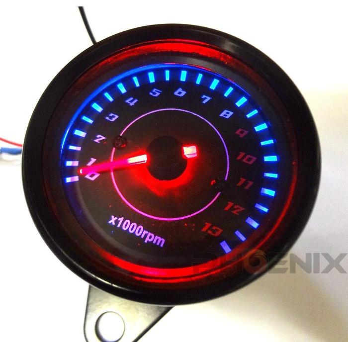 タコメーター汎用品 CKカスタム LED タコメーター バイク 汎用 12V 電気式13000 配線説明有
