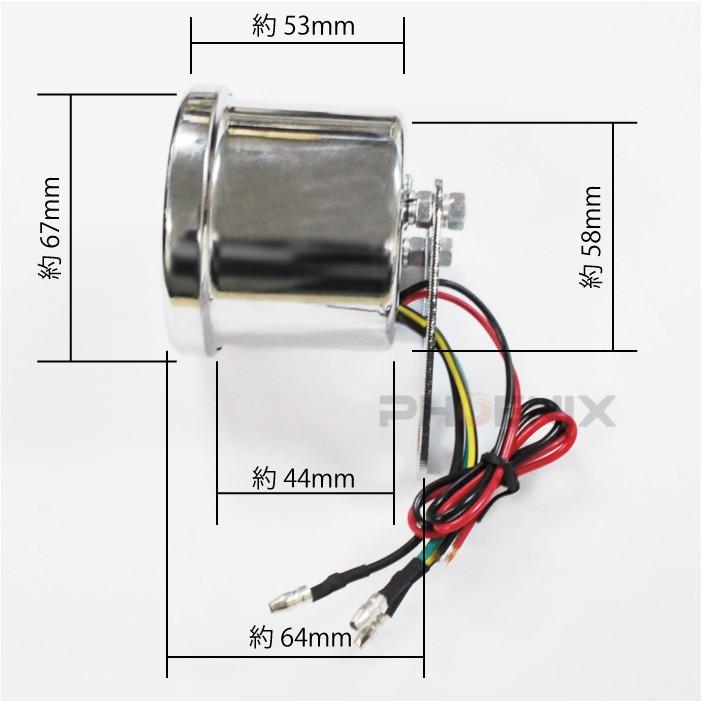 バイク スクーター 二輪 バギー ATV トライク 12V LED 汎用 電気式 13000rpm タコメーター  黒／メッキ｜ck-custom｜03