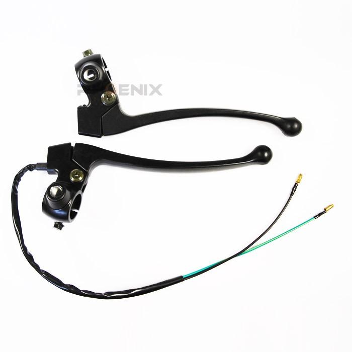 クラッチレバー 左右セット バイク 汎用 ブレーキ クラッチ スイッチ コード ミラーホルダー付き ブラック Sonicacts