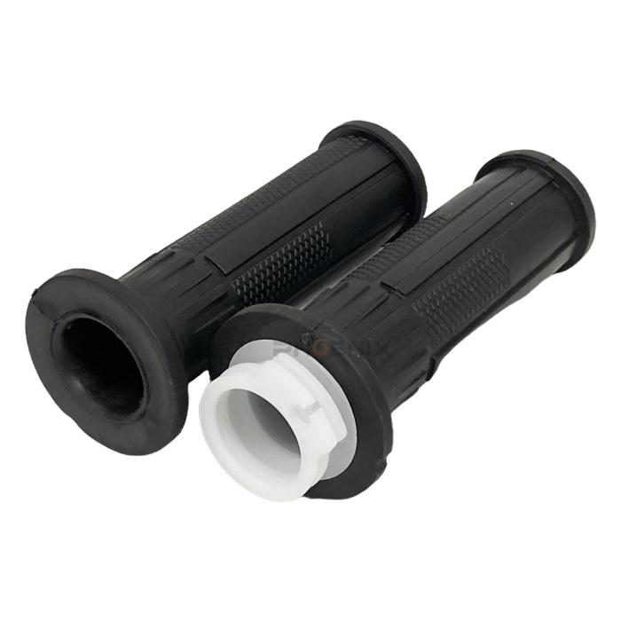 ラッピング不可】 ハンドル グリップ バイク 24mm ラバー エンド 非貫通 左右 セット インナー スロットルパイプ 付 原付 スクーター ポケバイ 黒 バイク ハンドル グリップ 非貫通型 オートバイ 原付バイク