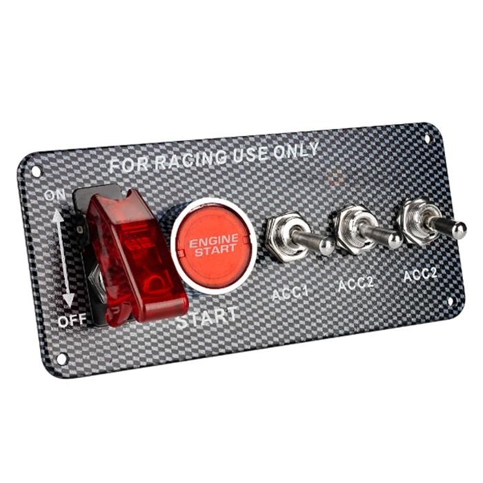 CKカスタム レーシングスイッチ パネル 3連 カーボン調 プッシュ