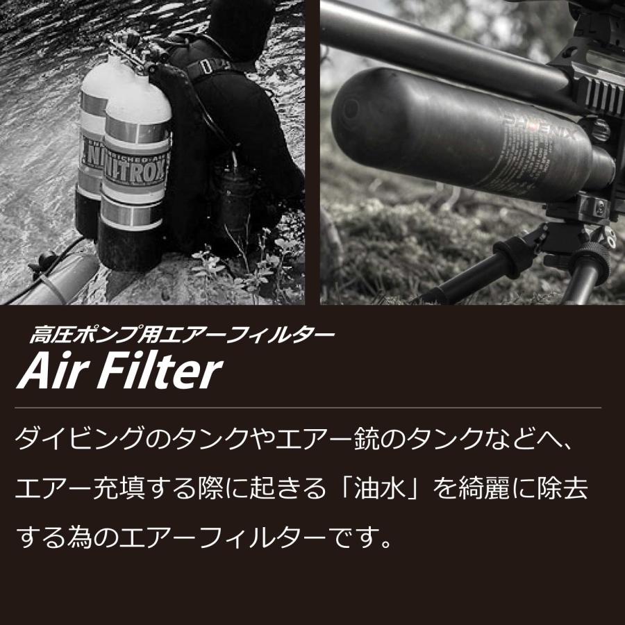 高圧 ポンプ 油水分離 エアーフィルター 30mpa 4500psi 活性炭 フィルター付き コンプレッサー 水分分離 オイルフィルター エアー銃 ダイビング ボンベの画像