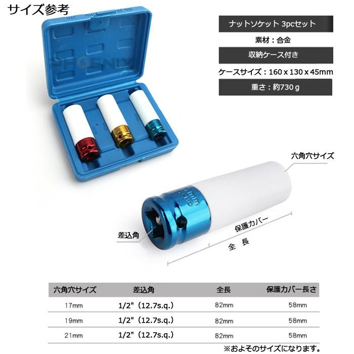 CKファクトリー ホイールナット ソケット セット 17mm 19mm 21mm 保護 