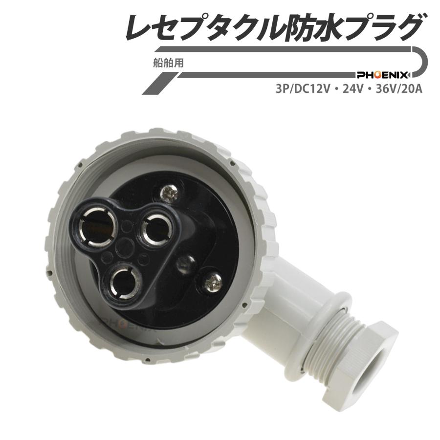 CKファクトリー 防水プラグ レセプタクル用 20A 3P DC12V 24V 36V IP56