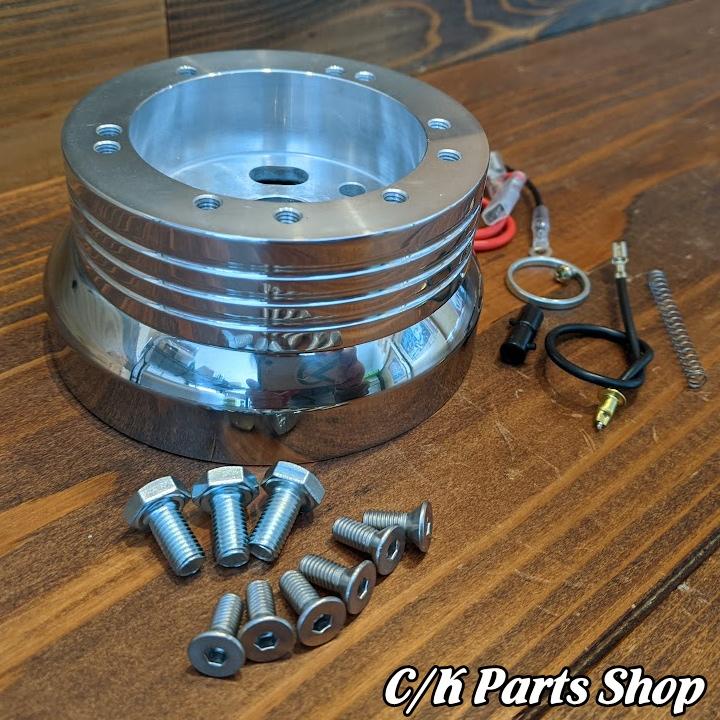 ビレットステアリング　usdm シビック　アコード　ワゴンR momoピッチ 送料無料 MOMO形状対応 ステアリング Aタイプ青×革 Aタイプ白×革