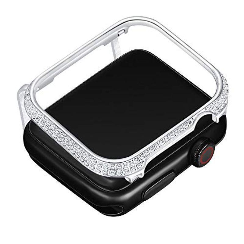 Callancity メタルラインストーンクリスタルダイヤモンドジュエリーベゼルケースカバー Apple Watchシリーズ4 44mm (