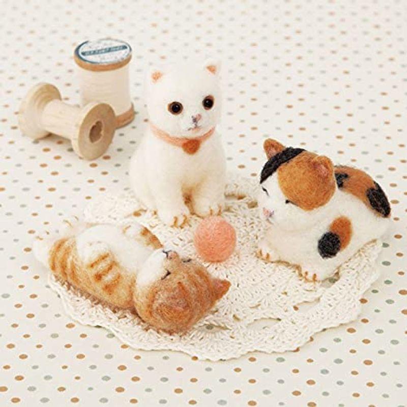 日本メーカー新品 アクレーヌ スターターキット付き 猫の赤ちゃん手作りキット（白猫・三毛猫・茶トラネコ）フェルト手芸 ねこ ぬいぐるみ マスコット  自由研究 羊毛フェルト