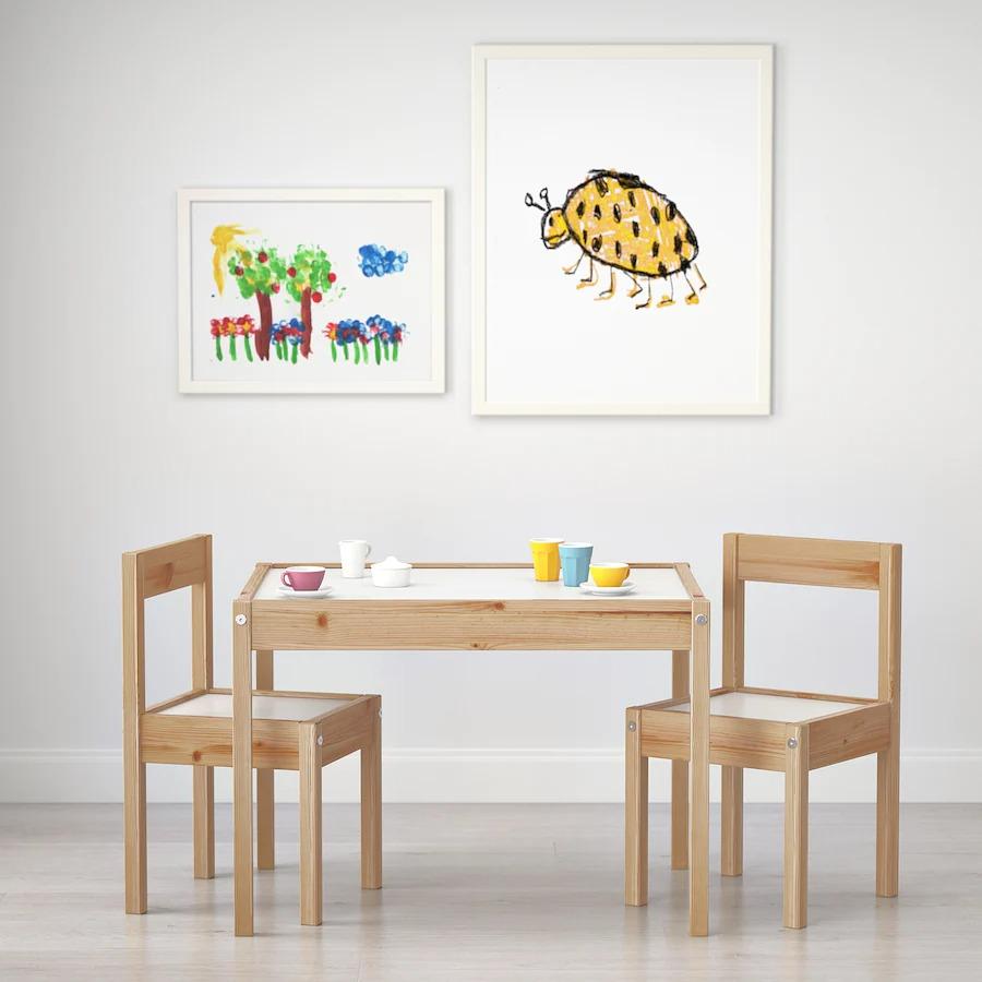 イケア（IKEA） 子供用テーブル チェア2脚付 ホワイト 白 パイン材