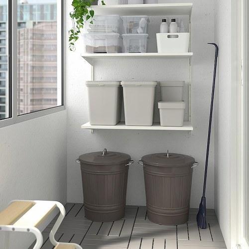 IKEA ゴミ箱 イケア（IKEA） ふた付きゴミ箱 40L グレー a50315314 KNODD クノッド