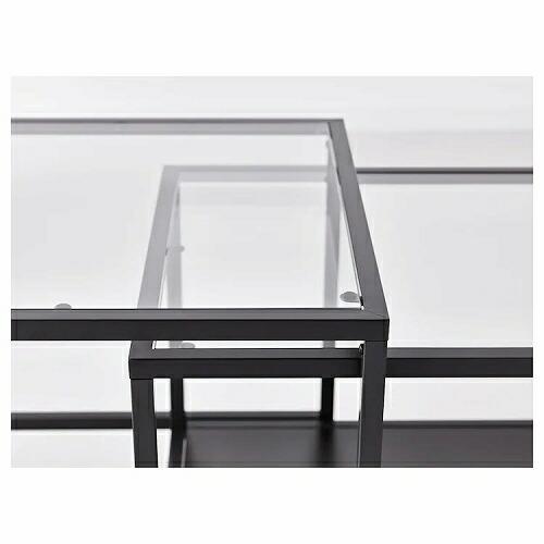 IKEA ネストテーブル イケア（IKEA） ネストテーブル2点セット ガラス ブラックブラウン 黒