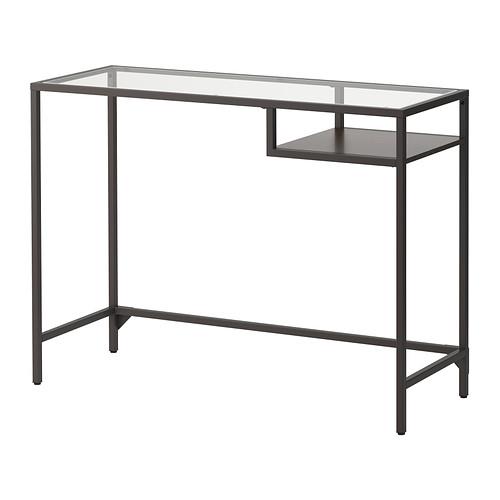 【美品】IKEA イケア　ローテーブル　ガラステーブル　ヴィットショー VITTSJÖ ヴィットショー コーヒーテーブル, ブラックブラウン