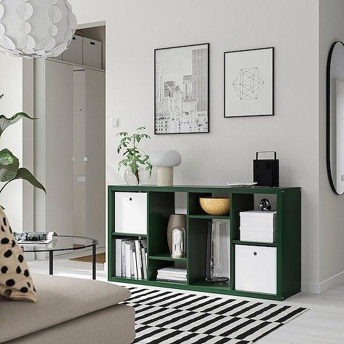 イケア（IKEA） シェルフユニット ダークグリーン 147x77cm
