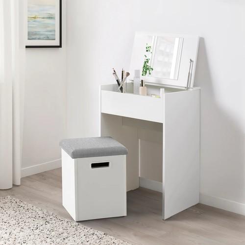 【送料込み】IKEA デスク　マルム　ホワイトドレッサー 引き出し付き イケア（IKEA） ドレッサー スツール付き ホワイト/ヴィースレ ライト