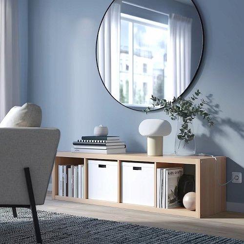 イケア（IKEA） シェルフユニット ホワイトステインオーク調 42x147cm