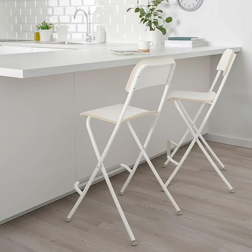 イケア（IKEA） バースツール 背もたれ付き 折りたたみ式 ホワイト