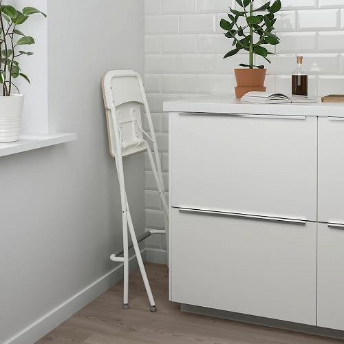 イケア（IKEA） バースツール 背もたれ付き 折りたたみ式 ホワイト