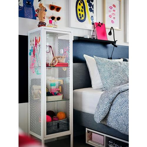 美品 IKEA イケア BAGGEBO バッゲボー ガラス扉キャビネット イケア（IKEA） キャビネット ガラス扉 メタル ホワイト 白