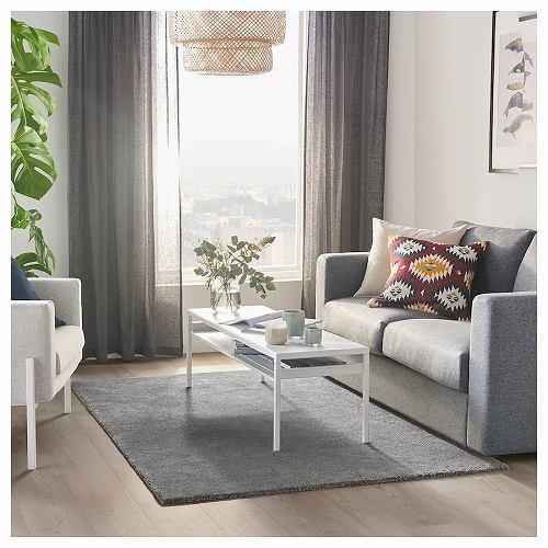 イケア　ラグ カーペット133x195 cm ポリプロピレン 100% イケア（IKEA） ラグ パイル短 ミディアムグレー 133x195cm