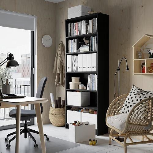 イケア（IKEA） 本棚 ブラック オーク調 80x28x202cm big20477341
