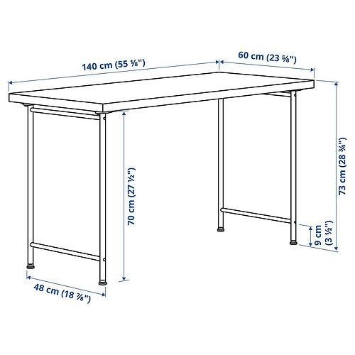 イケア（IKEA） デスク ホワイトステインオーク調/ブラック 140×60cm