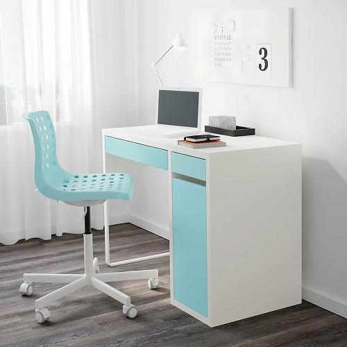 イケア（IKEA） デスク ホワイト ライトターコイズ 105x50cm
