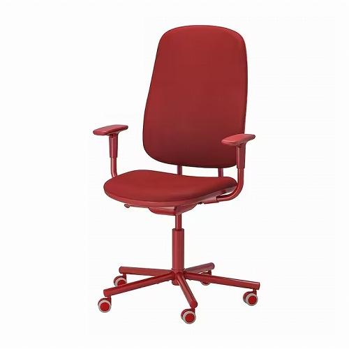 イケア（IKEA） オフィスチェア アームレスト付き グレースネス レッド
