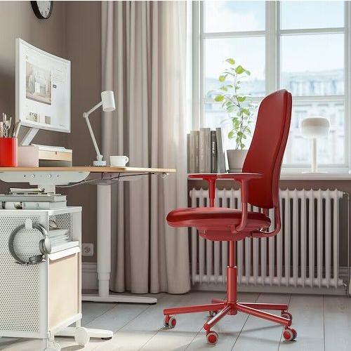 イケア（IKEA） オフィスチェア アームレスト付き グレースネス レッド