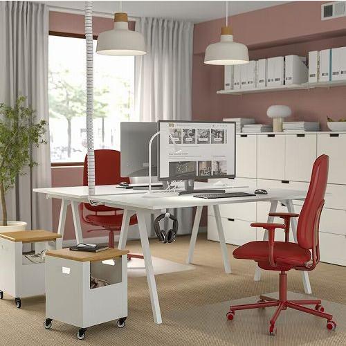 イケア（IKEA） オフィスチェア アームレスト付き グレースネス レッド