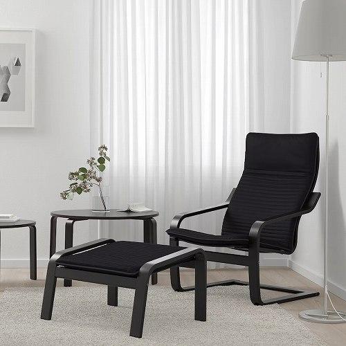 IKEA ポエング　 パーソナルチェア＆オットマン　 ブラック黒　クッション付 イケア（IKEA） 【セット商品】IKEA パーソナルチェア ブラック