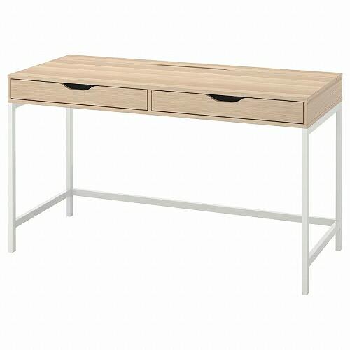 イケア（IKEA） デスク ホワイトステイン オーク調 132x58cm 