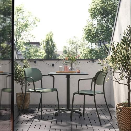 IKEA ガーデンウッドチェア イケア（IKEA） チェア アームレスト付 屋外用/ディープグリーン